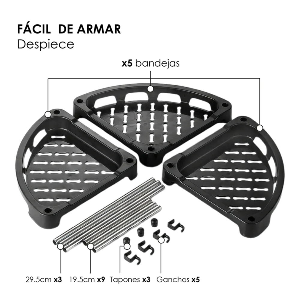 Foto 4 pulgar | Estante Organizador Esquinero De Cocina Baño 5 Niveles Belug  Negro