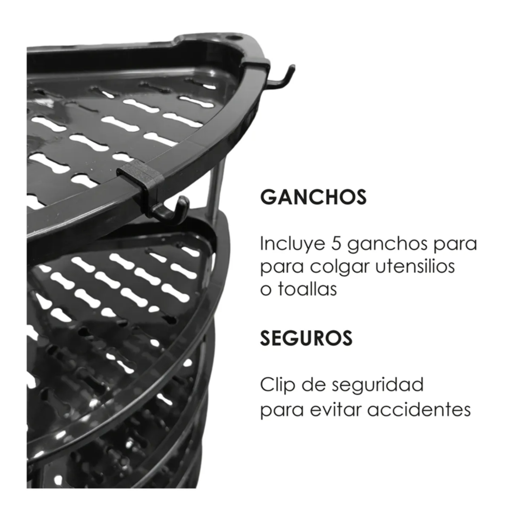 Foto 5 pulgar | Estante Organizador Esquinero De Cocina Baño 5 Niveles Belug  Negro