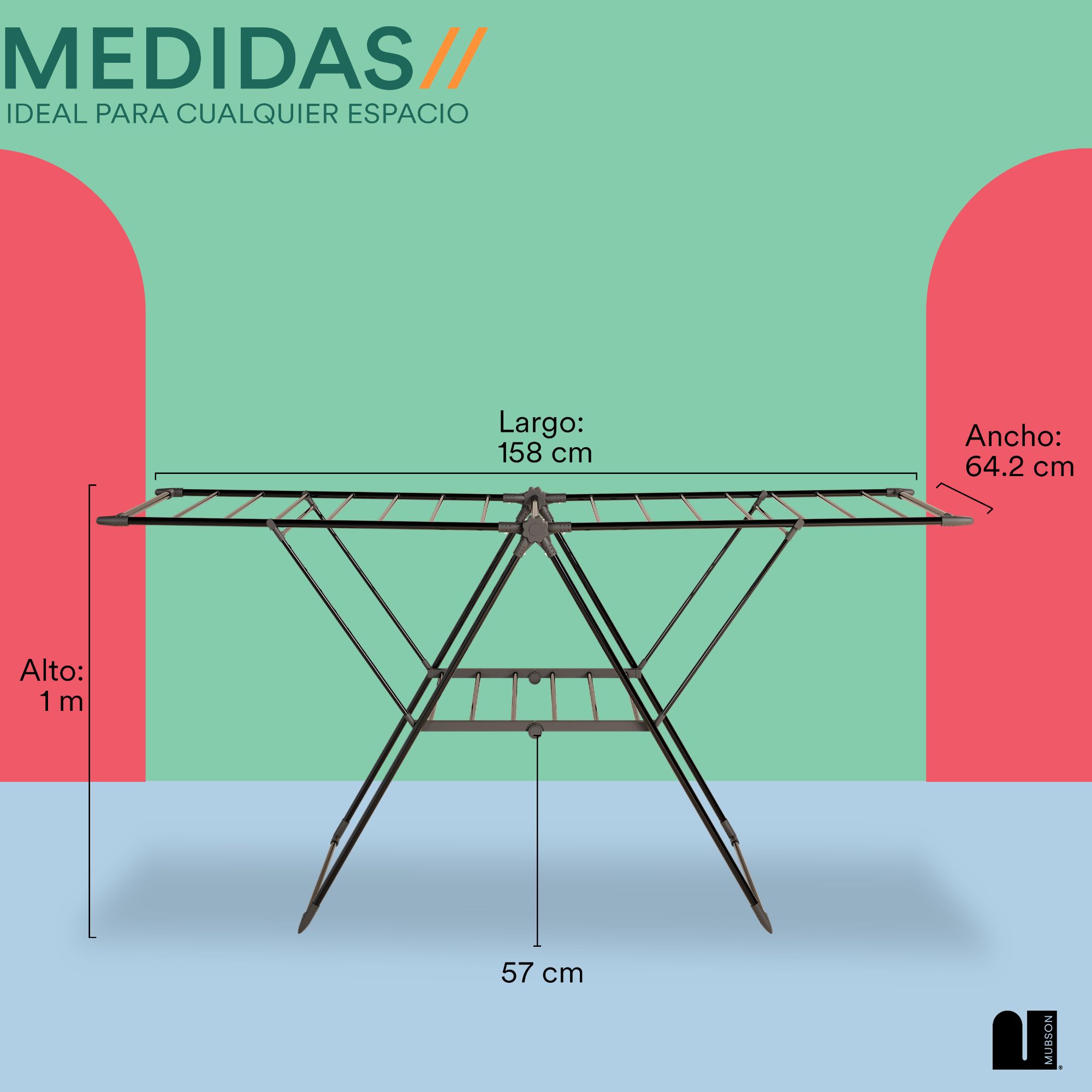 Foto 5 pulgar | Tendedero Plegable Mubson Acero Vesto Negro para Ropa