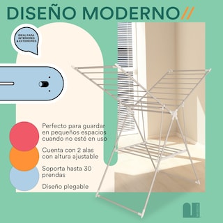 Foto 5 | Tendedero Plegable Mubson para Ropa de Acero Vesto Plata