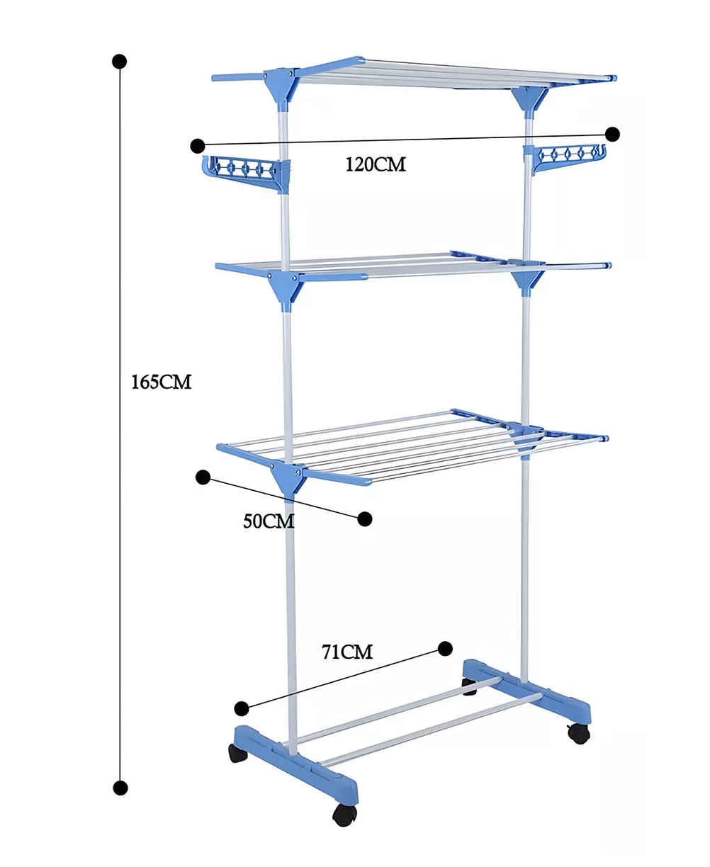 Foto 4 pulgar | Tendedero Vertical Plegable 3 Niveles Blanco Con Azul