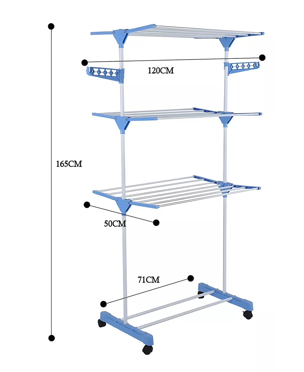 Foto 3 | Tendedero Vertical Plegable 3 Niveles Ahorra Espacio Móvil Blanco con Azul