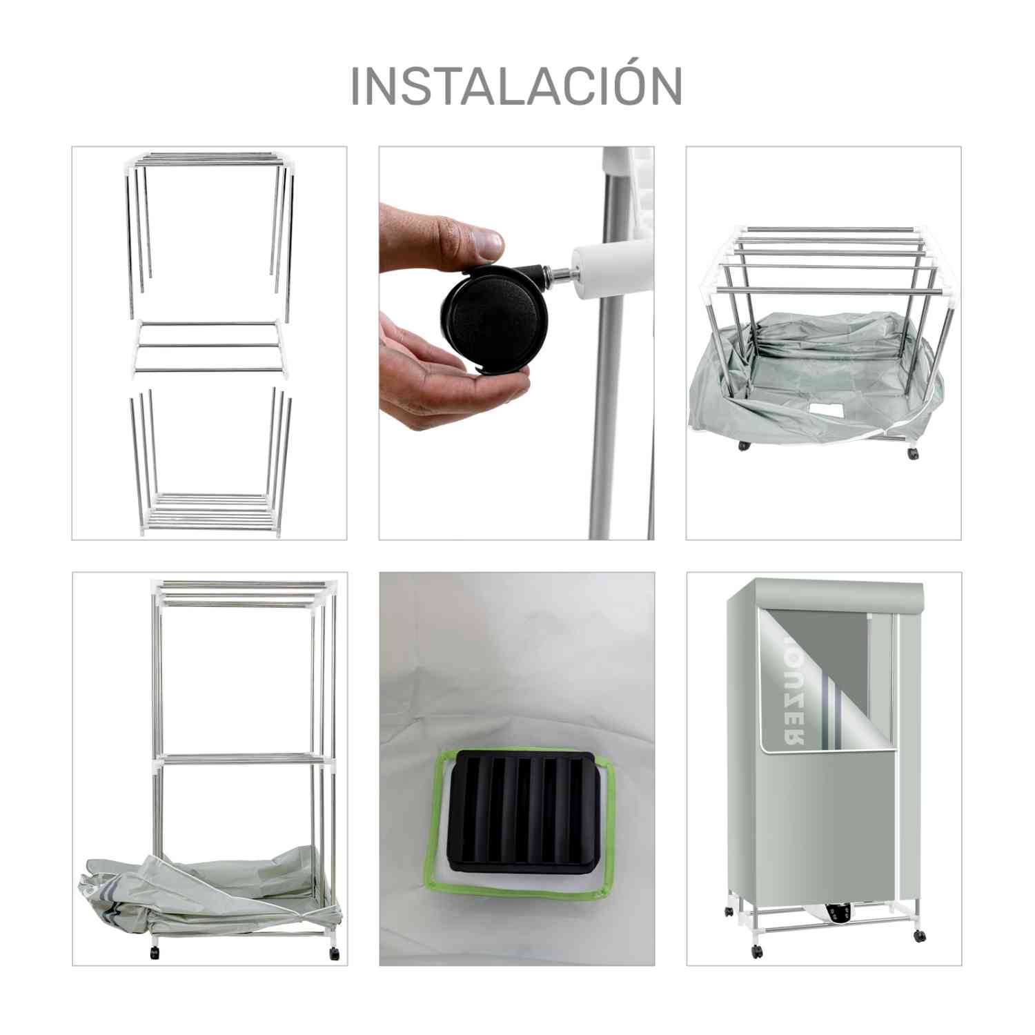 Foto 5 pulgar | Tendedero Armario Secador Eléctrico Portátil Ropa 1200w Gris