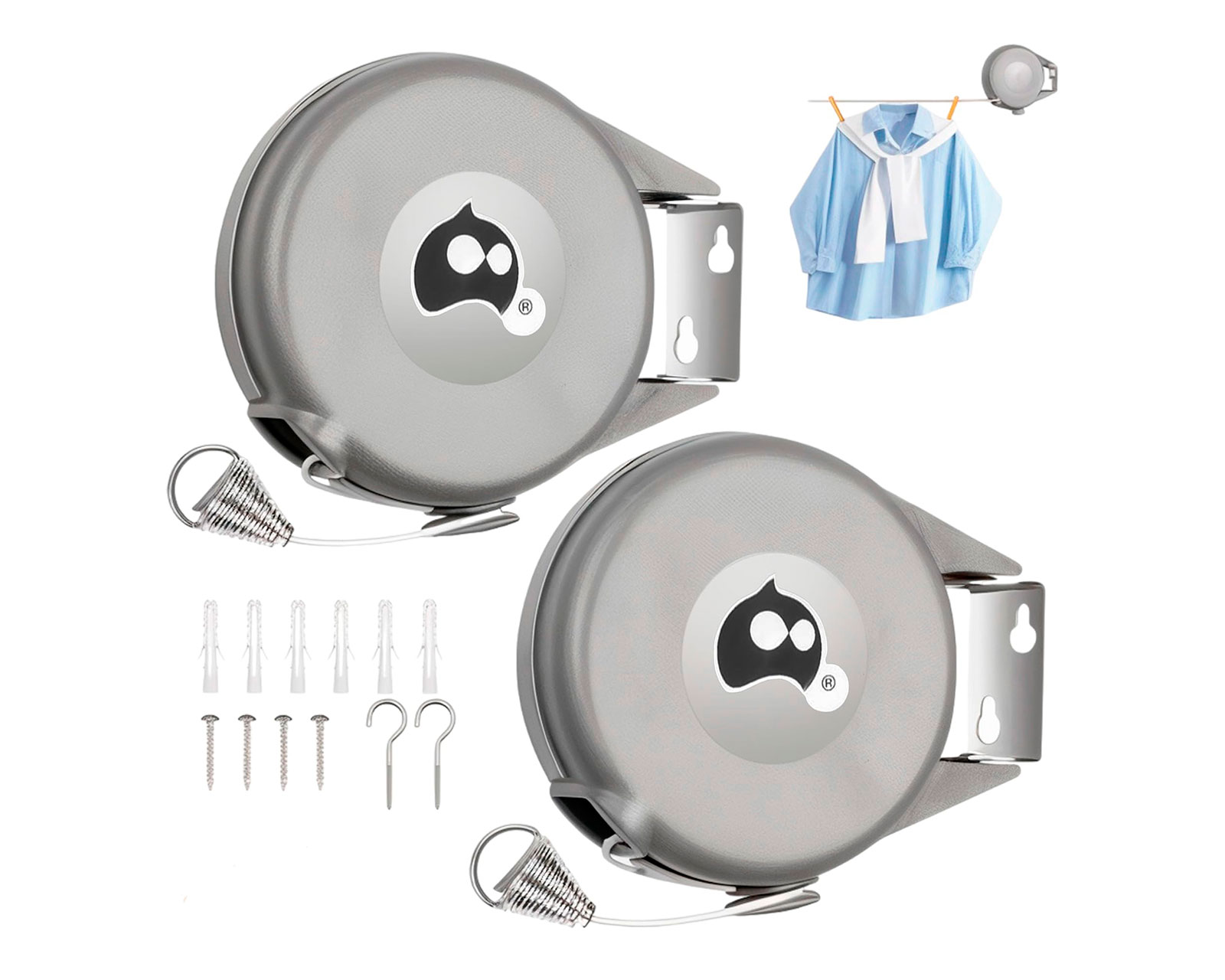 Foto 1 | Set De 2 Piezas Tendedero Plegable De 15 M Gris Bluelander