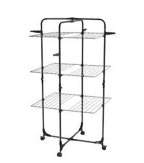 Foto 1 | Tendedero Plegable Ropa 3 Niveles Portátil Metal Con Ruedas Negro