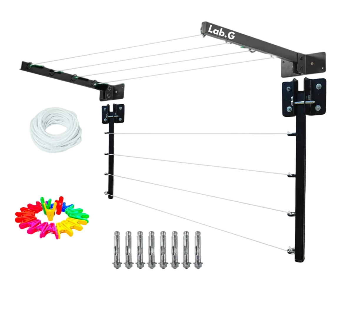 Foto 1 | Tendederos Plegables Retractil Ropa Plegable Reforzado Metal Negro