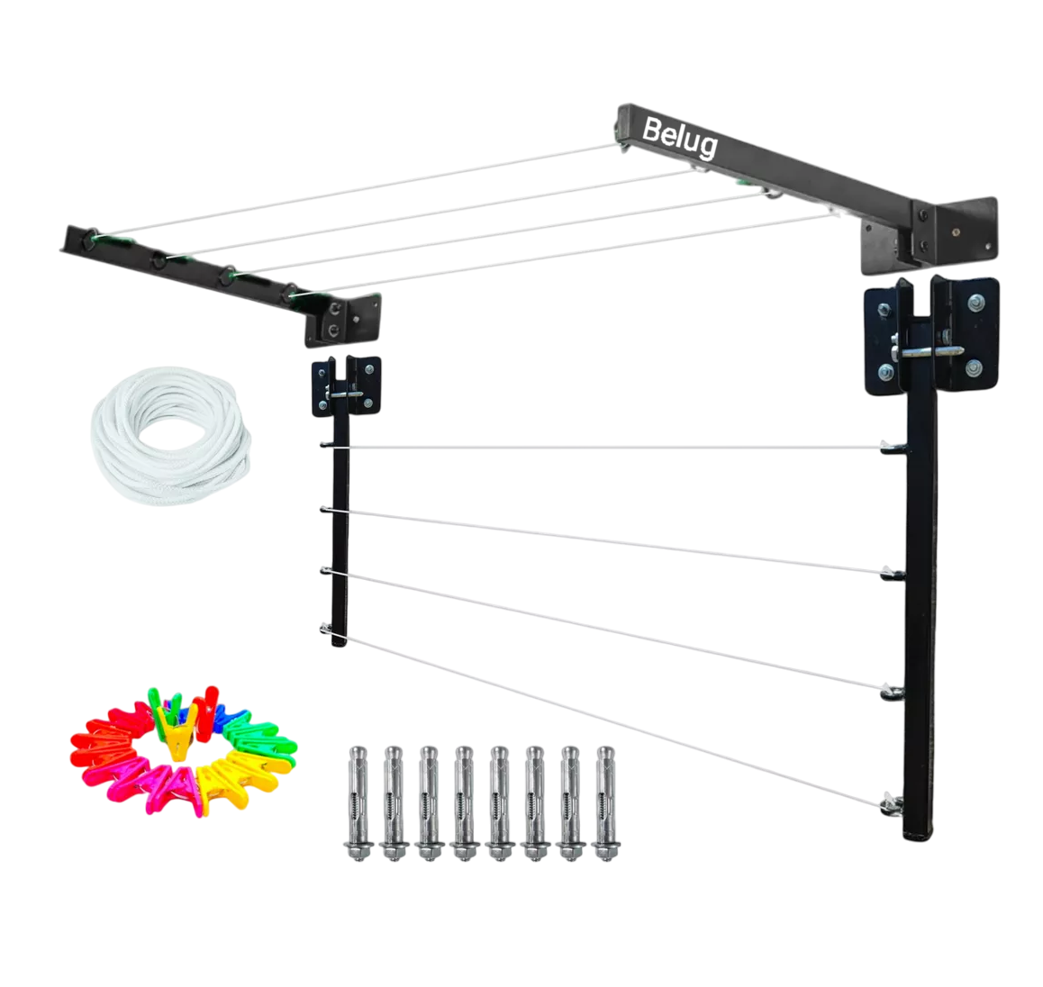 Foto 1 | Tendederos Plegables Retractil Ropa Plegable Reforzado Metal Negro