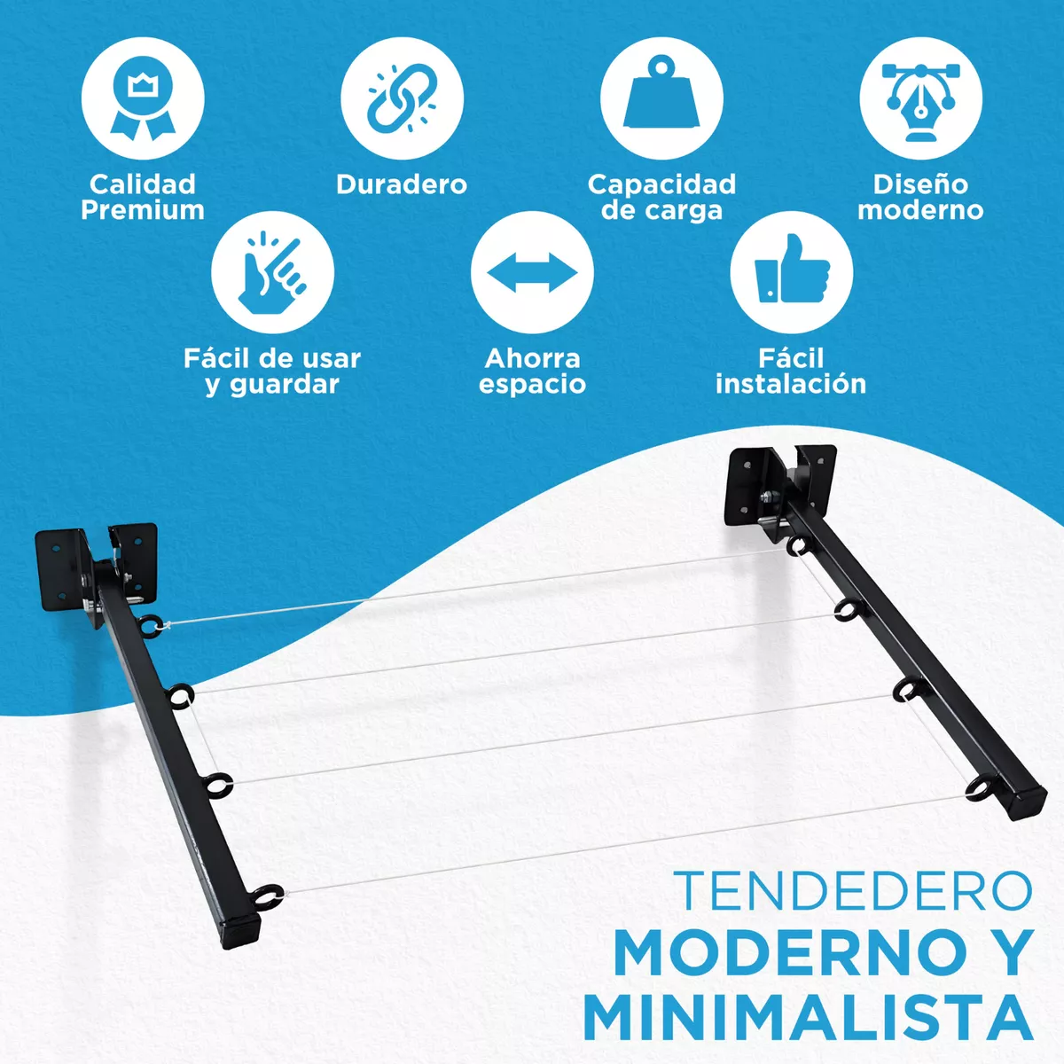 Foto 7 pulgar | Tendederos Plegables Retractil Ropa Plegable Reforzado Metal Negro