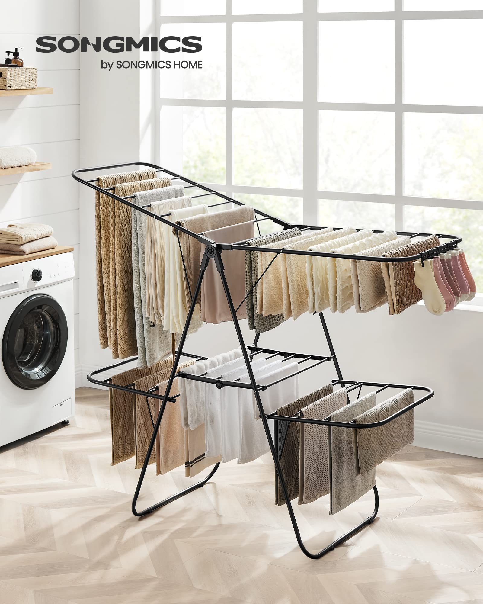 Foto 2 | Tendedero De Ropa Songmics Plegable De 2 Niveles Negro Ullr053b01 - Venta Internacional.