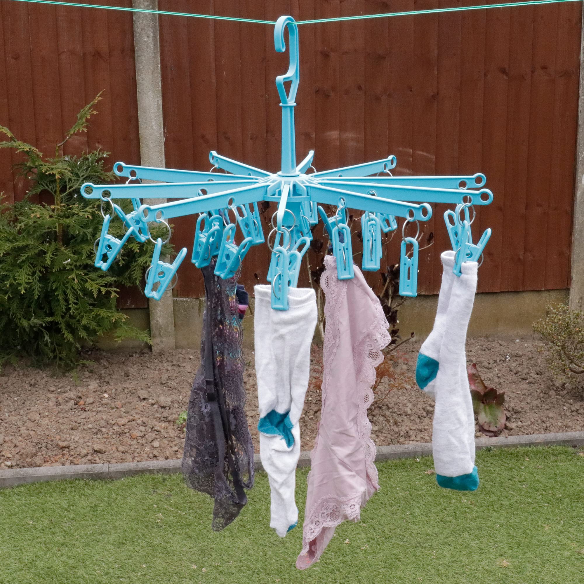 Foto 5 | Tendedero De Ropa Hangerworld Con 20 Clips Para Calcetines Y Ropa Interior - Venta Internacional.