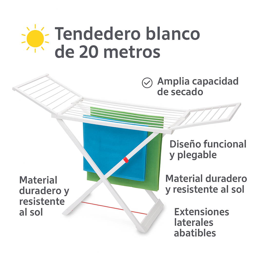 Foto 6 | Tendedero Plegable Blanco De 20 Mts