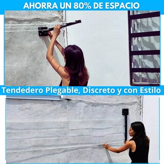 Foto 3 | Tendederos Plegables Retractil Lab.g Ropa Plegable Reforzado Metal Negro