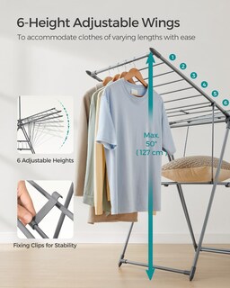 Foto 4 | Tendedero De Ropa Songmics Plegable De 2 Niveles Con 24 Rieles Gr - Venta Internacional.