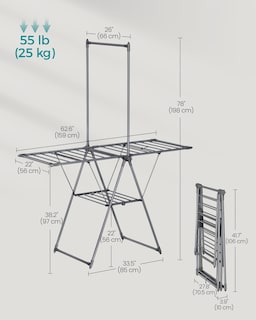 Foto 6 | Tendedero De Ropa Songmics Plegable De 2 Niveles Con 24 Rieles Gr - Venta Internacional.