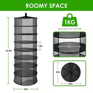 Foto 3 | Rejilla Para Secar Hierbas Ipower, 8 Capas, 62,4 Cm, Malla Negra, Para Colgar - Venta Internacional.