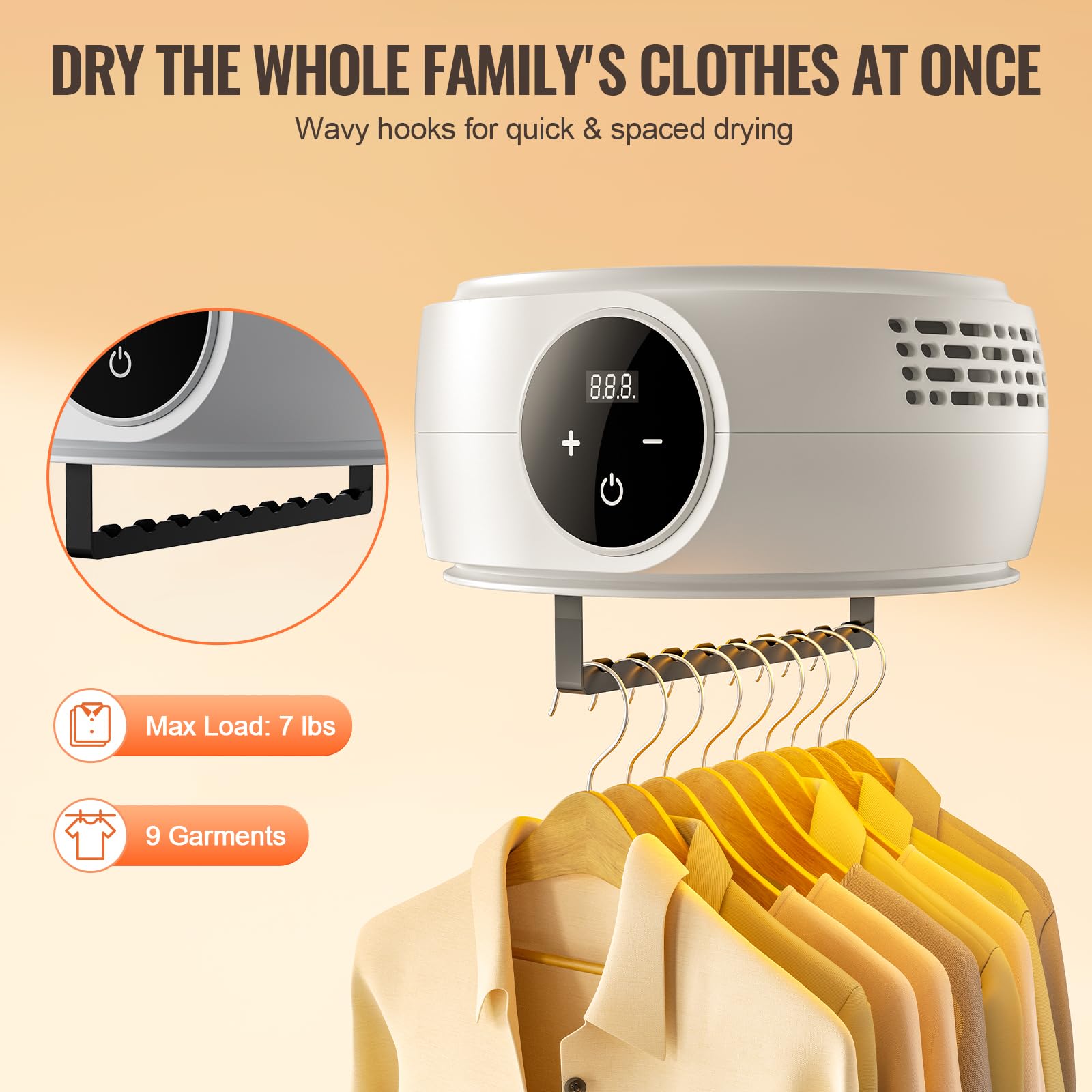 Foto 5 pulgar | Secadora De Ropa Vevor Portátil Con Bolsa De Secado De 600 W Y 7,5 Kg, Color Beige - Venta Internacional.