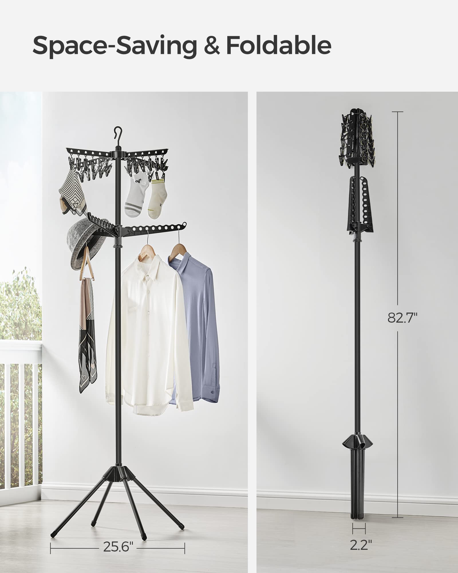 Foto 4 pulgar | Tendedero De Ropa Songmics De 2 Niveles, Plegable, 72 Pulgadas, Negro - Venta Internacional.