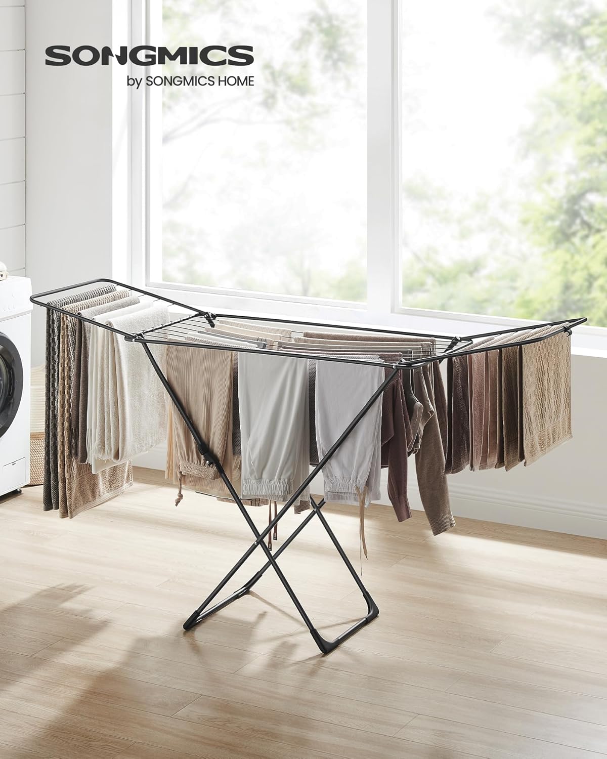 Foto 2 | Tendedero De Ropa Songmics De Metal Plegable Con Alas, Negro
