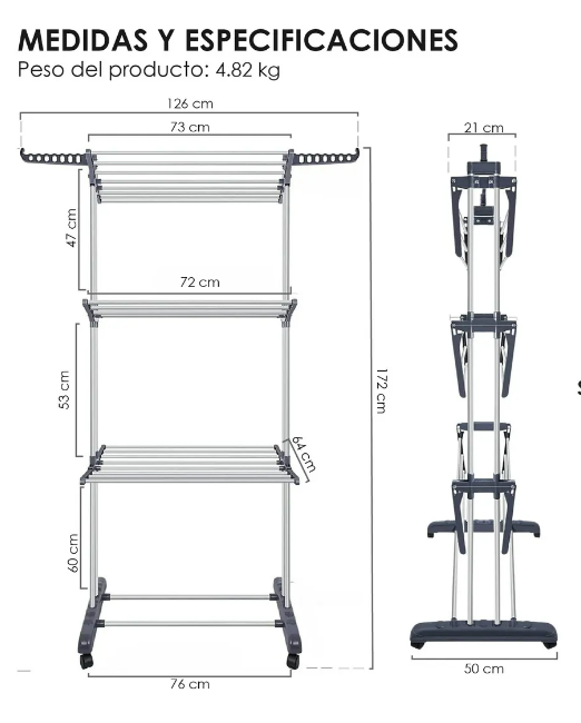Foto 3 pulgar | Xtellar Tendedero De Ropa Premium Plegable Y Portátil - Solución Elegante Y Espaciosa Para Tu Ropa
