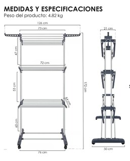 Foto 2 | Xtellar Tendedero De Ropa Premium Plegable Y Portátil - Solución Elegante Y Espaciosa Para Tu Ropa