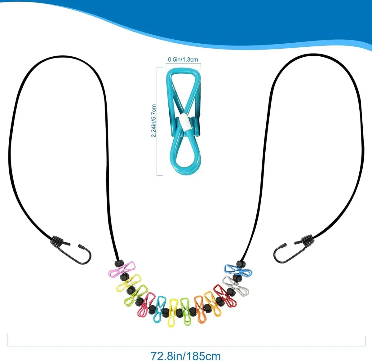 Foto 5 pulgar | Tendedero Portátil Para Viajes Línea Con 12 Clips De Ropa ''