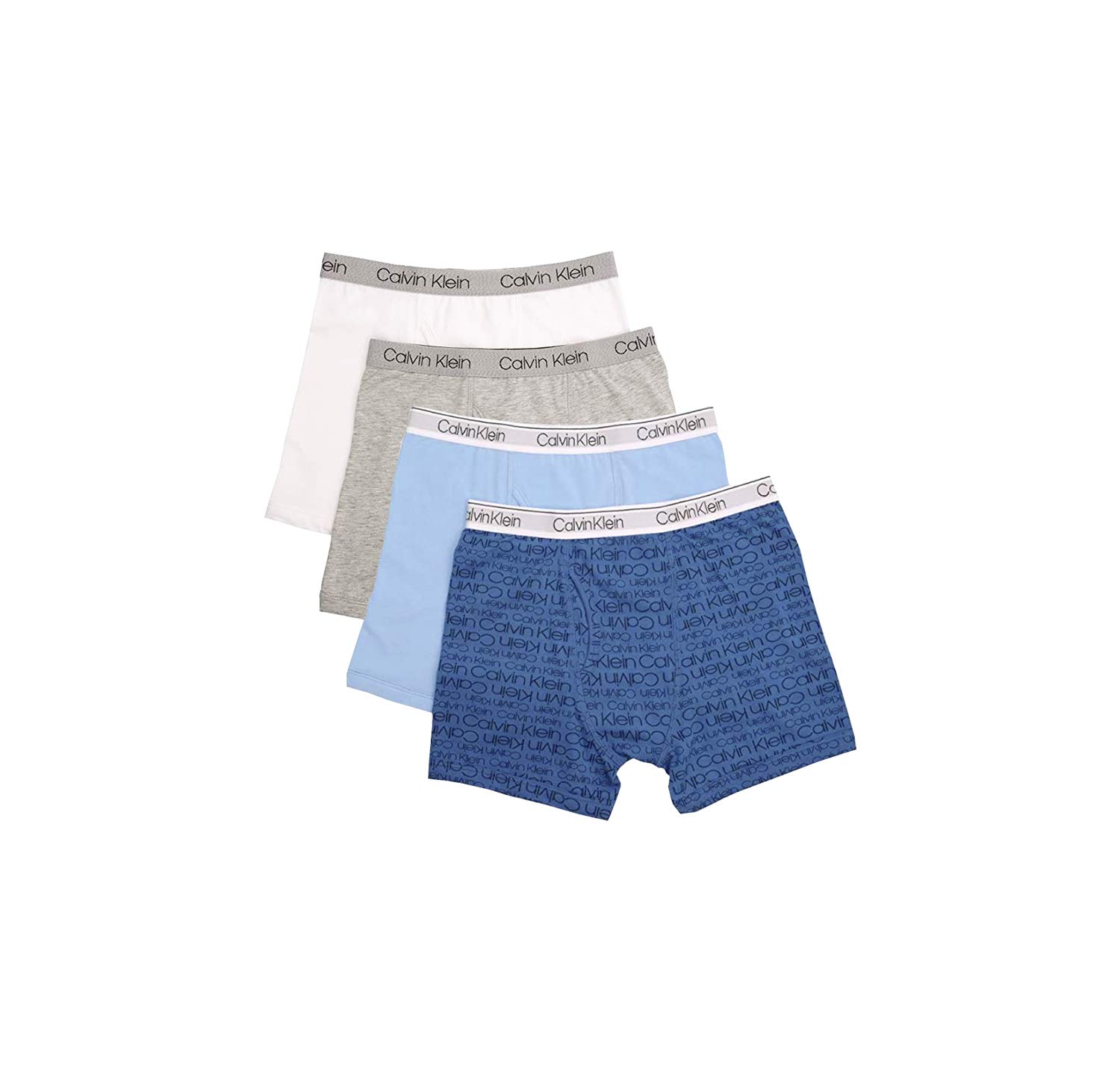 Foto 1 | Calvin Klein Calzoncillos Tipo Bóxer Para Niños, Paquete De 4, Azul, Gris Y Blanco - Venta Internacional.