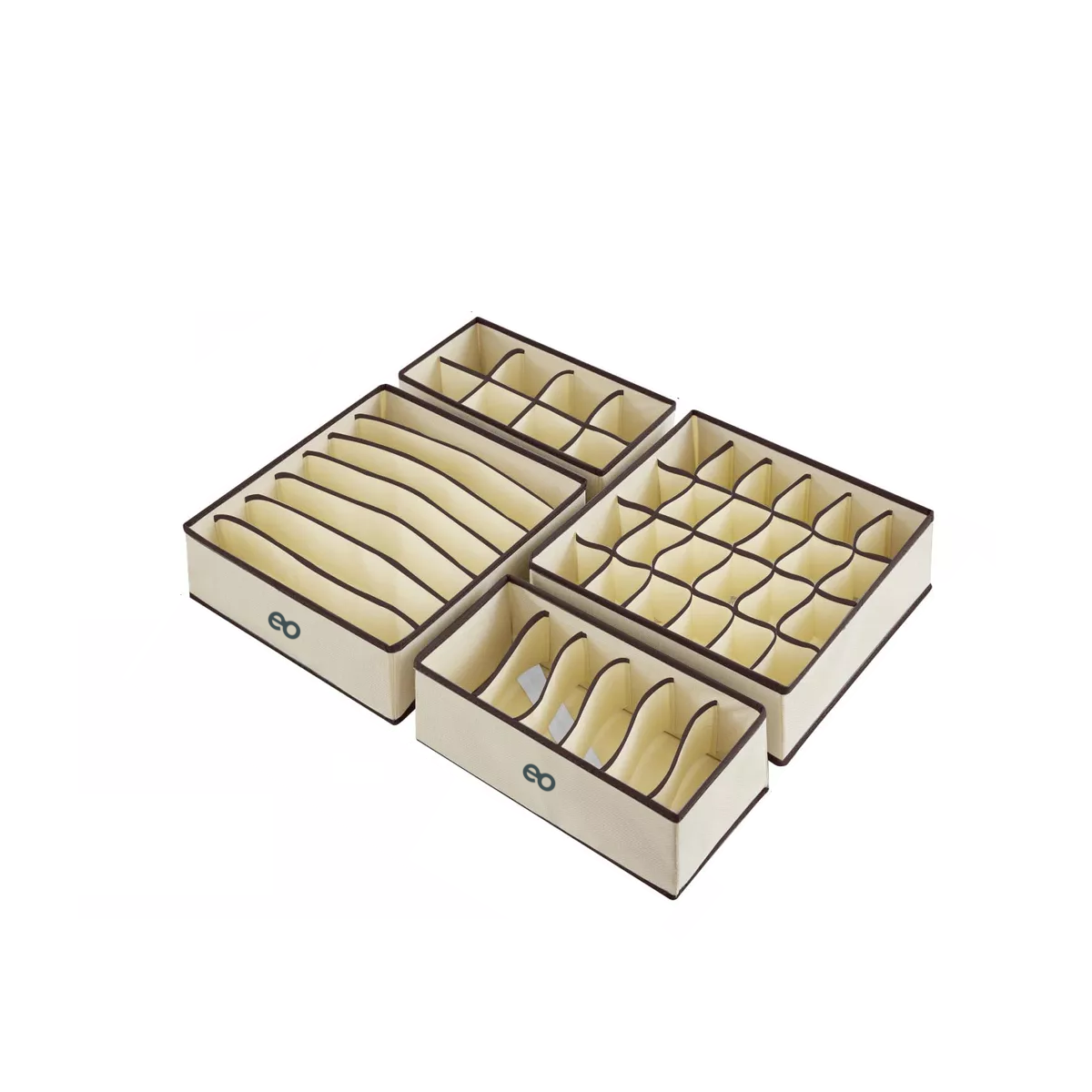 Foto 2 pulgar | 8pzs Organizador De Ropa Interior Plegable Para Cajone Cajas Eo Safe Imports Esi-18174-1 Beige