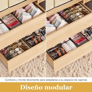 Foto 2 | 8pzs Organizador De Ropa Interior Plegable Para Cajone Cajas Eo Safe Imports Esi-18174-1 Beige