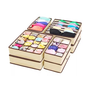 Foto 4 | 8pzs Organizador De Ropa Interior Plegable Para Cajone Cajas Eo Safe Imports Esi-18174-1 Beige