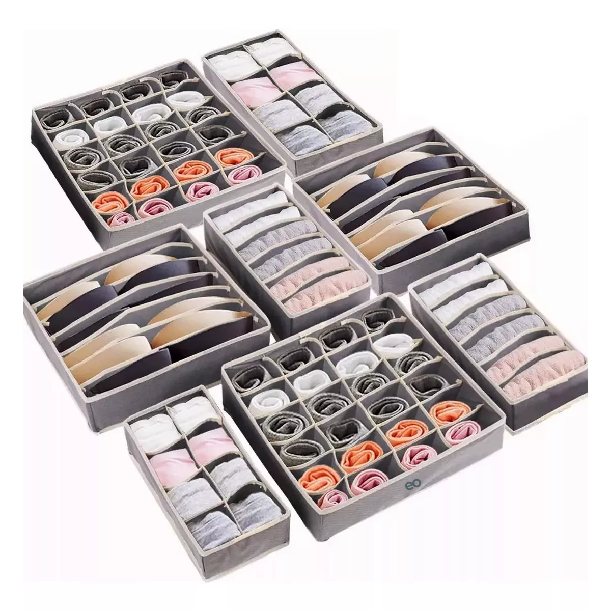 Foto 2 pulgar | Language 8 Organizador De Ropa Interior Plegable Para Cajones Cajas Eo Safe Imports Esi-18171-1 Gris
