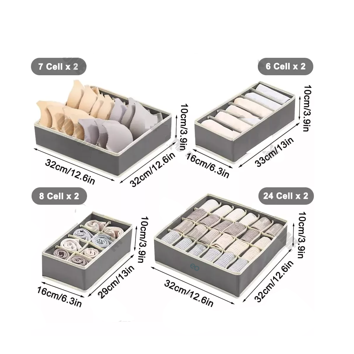 Foto 3 pulgar | Language 8 Organizador De Ropa Interior Plegable Para Cajones Cajas Eo Safe Imports Esi-18171-1 Gris