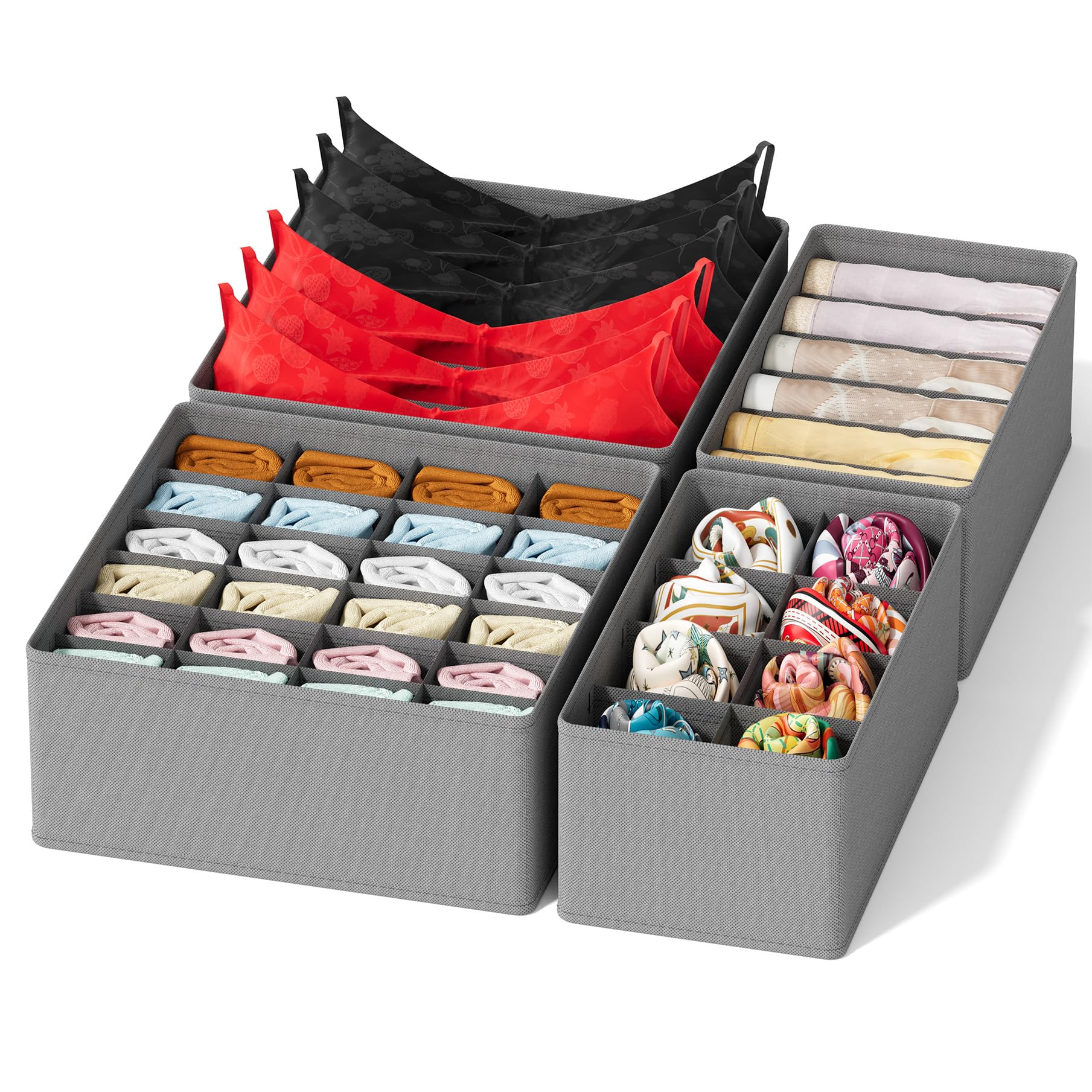 Foto 1 | Organizador De Cajones Spaceaid, Paquete De 4, Tocador Para Ropa Interior, Gris - Venta Internacional.