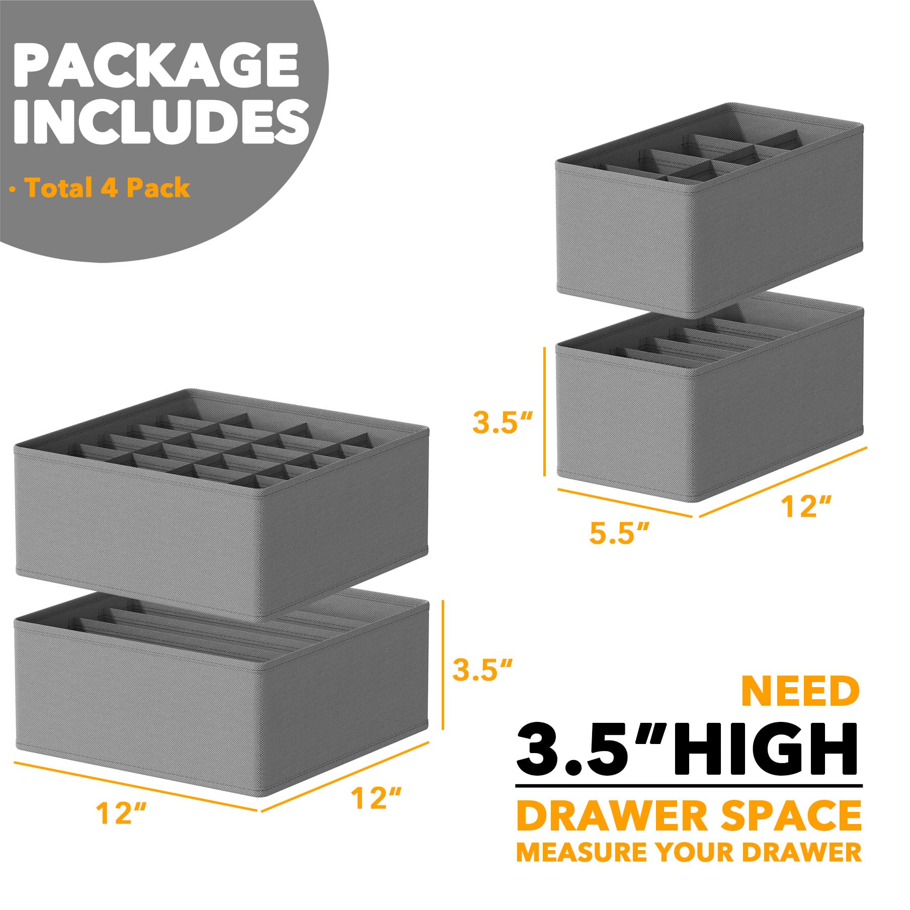 Foto 4 pulgar | Organizador De Cajones Spaceaid, Paquete De 4, Tocador Para Ropa Interior, Gris - Venta Internacional.