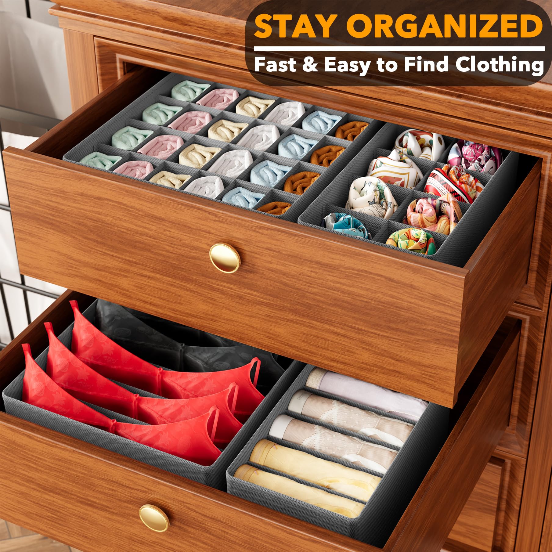 Foto 5 pulgar | Organizador De Cajones Spaceaid, Paquete De 4, Tocador Para Ropa Interior, Gris - Venta Internacional.