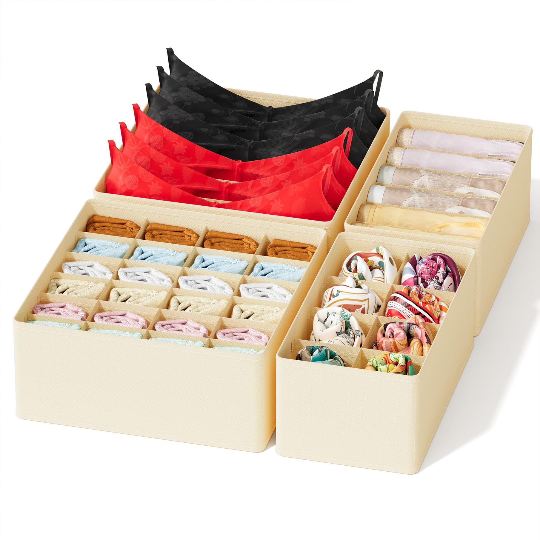 Foto 1 | Organizador De Cajones Spaceaid, Ropa Interior, Paquete De 4 Unidades, Color Beige - Venta Internacional.
