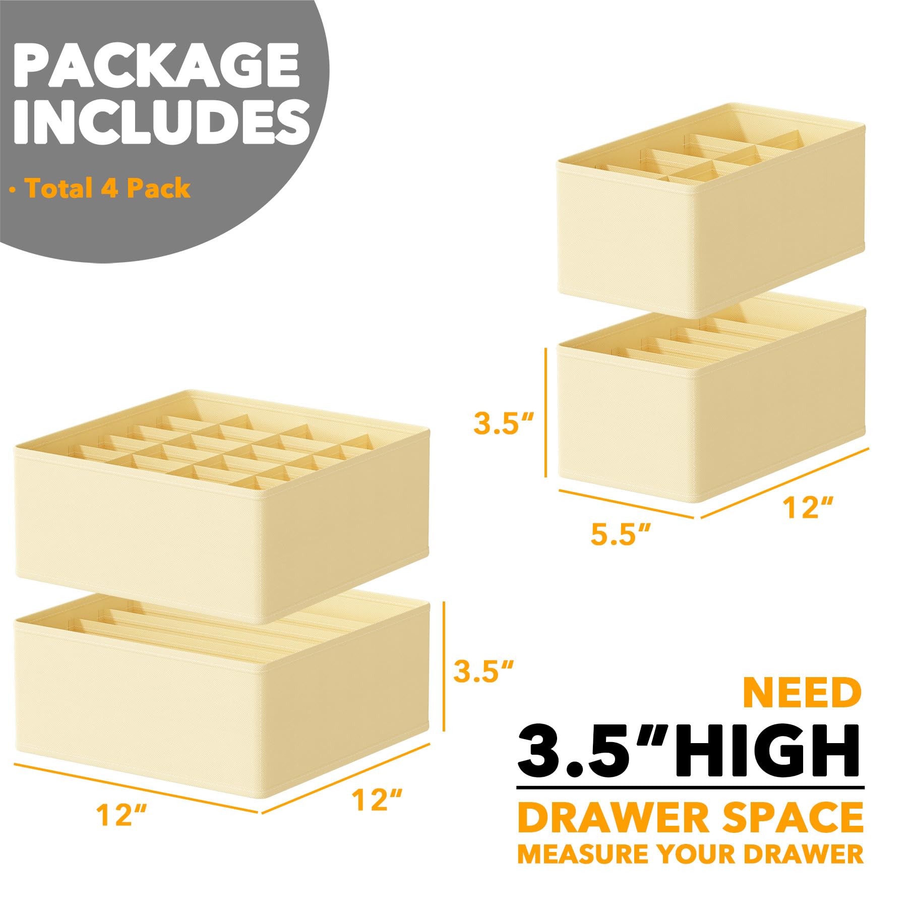 Foto 4 pulgar | Organizador De Cajones Spaceaid, Ropa Interior, Paquete De 4 Unidades, Color Beige - Venta Internacional.