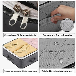 Foto 3 | 4cajas Organizador Plegable Almacenamiento Bajo La Cama Ropa