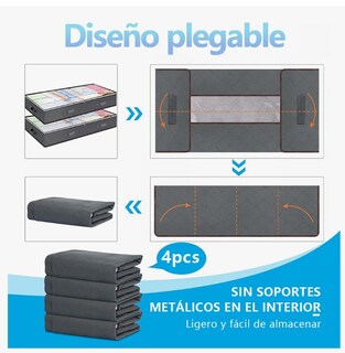 Foto 4 | 4cajas Organizador Plegable Almacenamiento Bajo La Cama Ropa