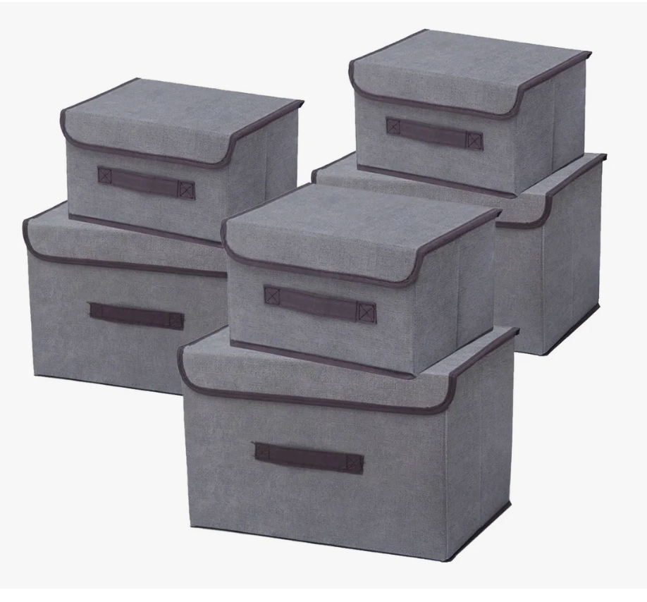 6 Unidades Cajas Organizadoras De Tela Plegables Con Tapas