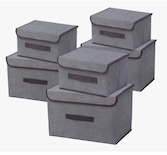 6 Unidades Cajas Organizadoras De Tela Plegables Con Tapas
