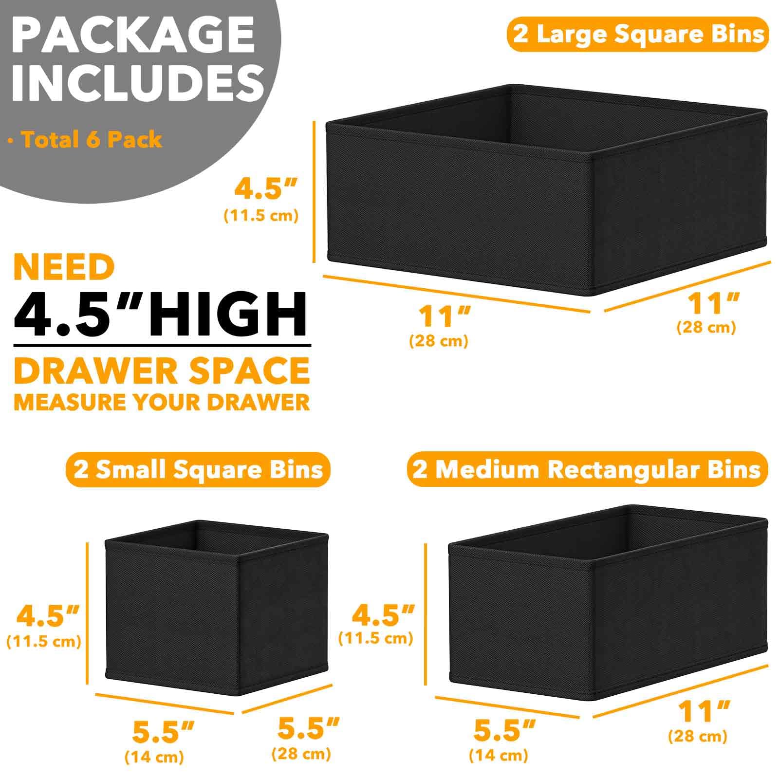 Foto 7 pulgar | Organizador De Cajones Spaceaid Para Ropa, Paquete De 6 (negro) - Venta Internacional.