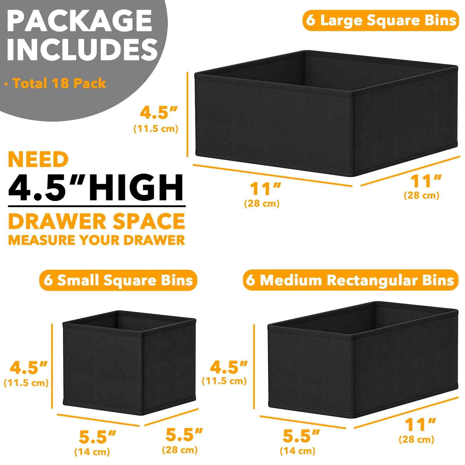 Foto 7 pulgar | Organizador De Cajones Spaceaid Para Ropa, Paquete De 18 (negro) - Venta Internacional.