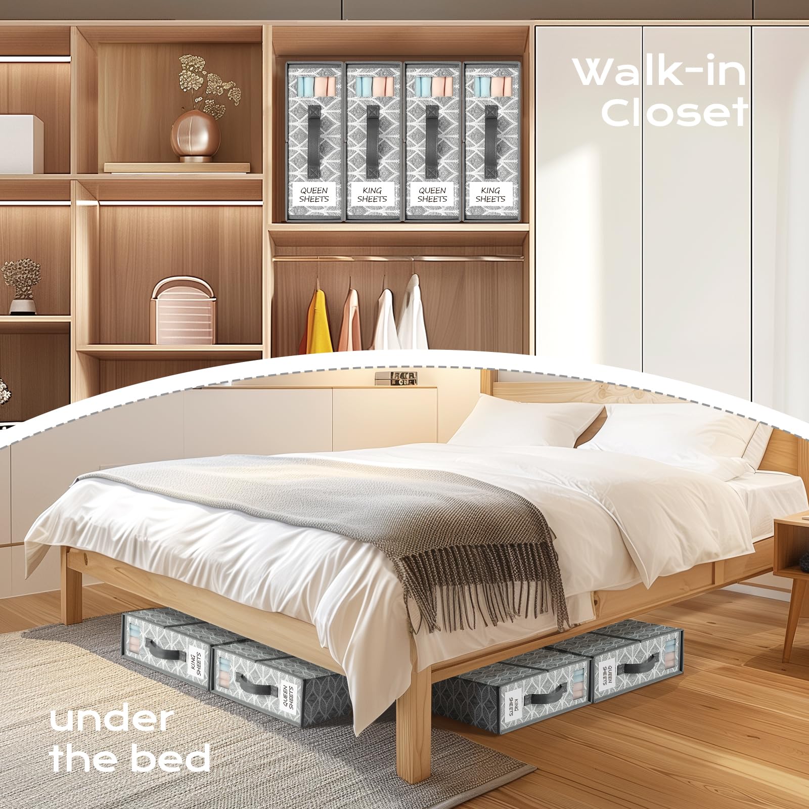 Foto 3 | Organizador De Sábanas Yecaye, Paquete De 6, Para Cama Tamaño Queen Y King, Color Gris - Venta Internacional.