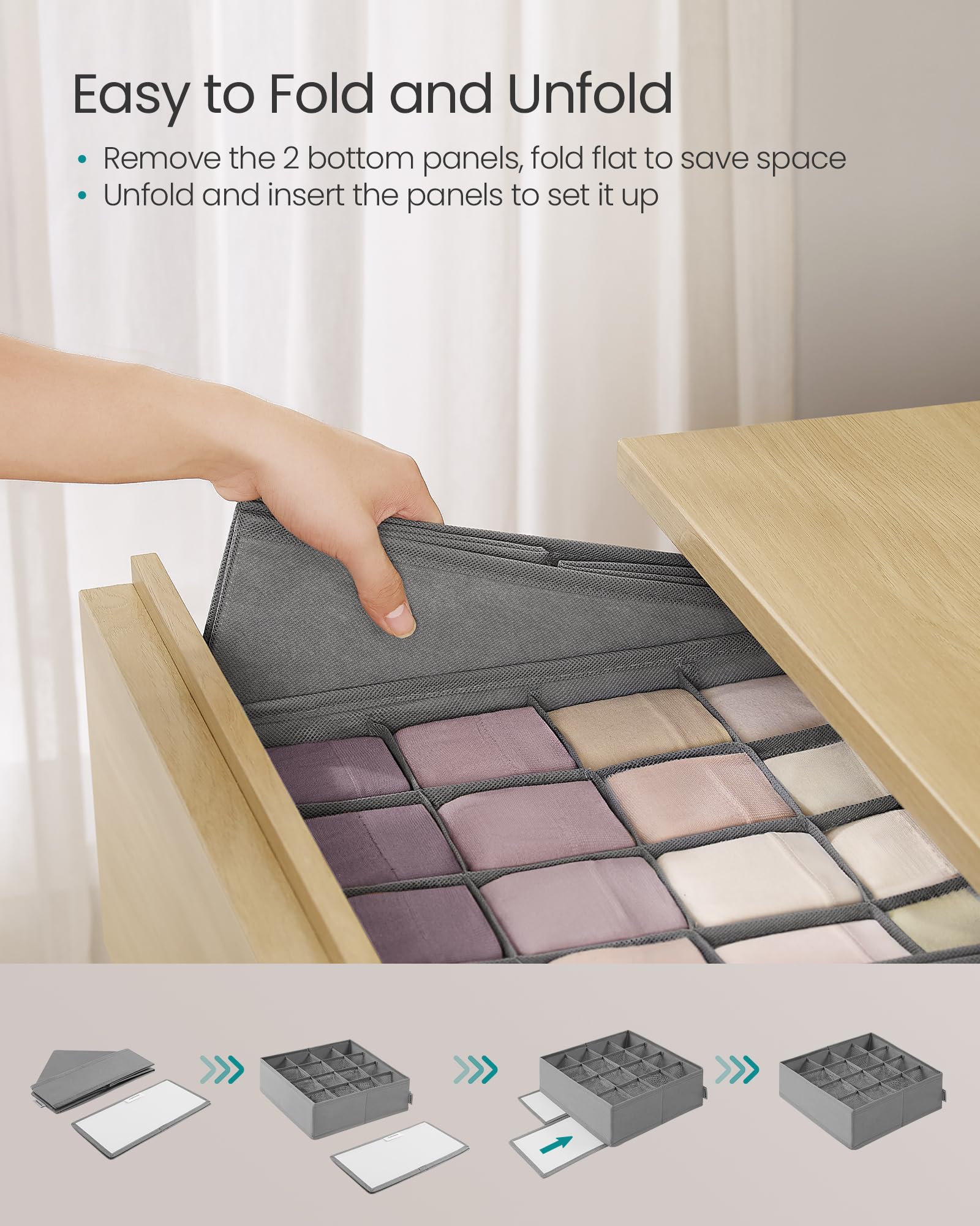 Foto 6 | Organizadores De Cajones Songmics Para Ropa Interior, 80 Celdas, 30 X 30 X 10 Cm - Venta Internacional.