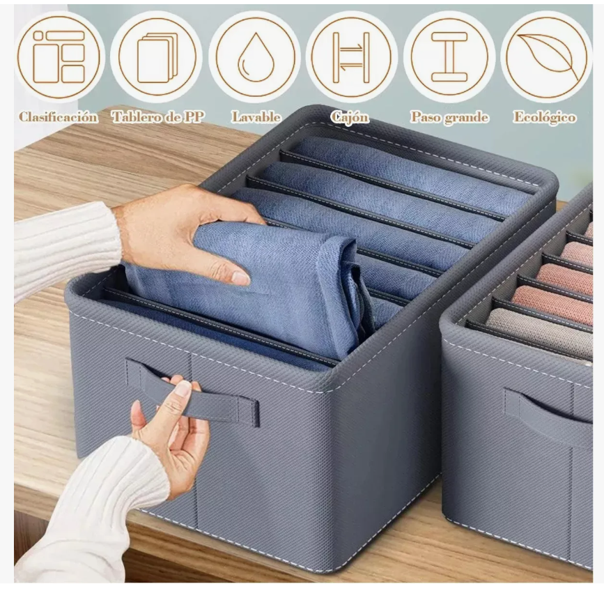 Foto 5 pulgar | 4pzs Organizador De Ropa De Armario Para Jeans Con Gris