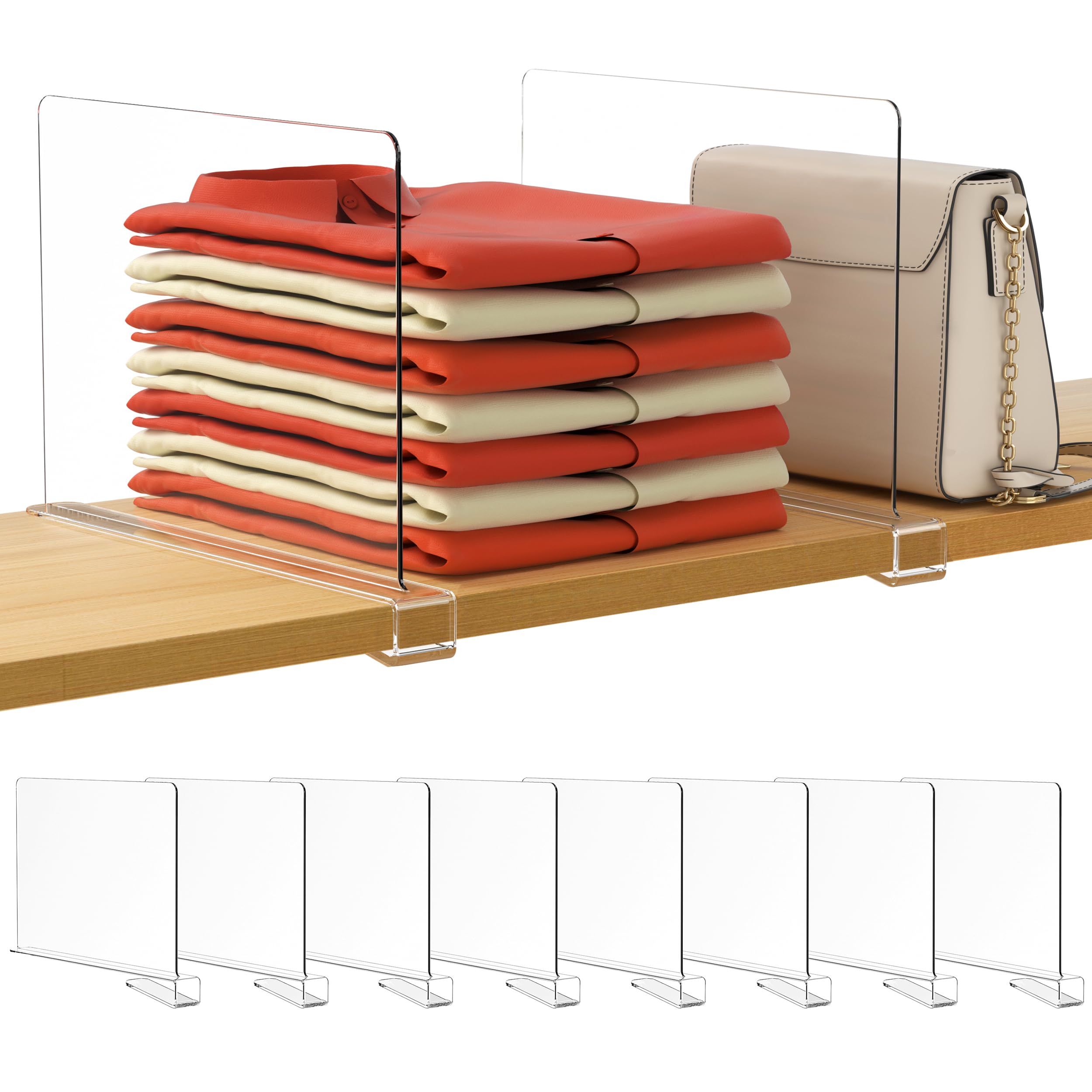 Foto 1 | Separadores De Estantes Hblife  Acrílico Transparente  Para Armario  Paquete De 8 - Venta Internacional.