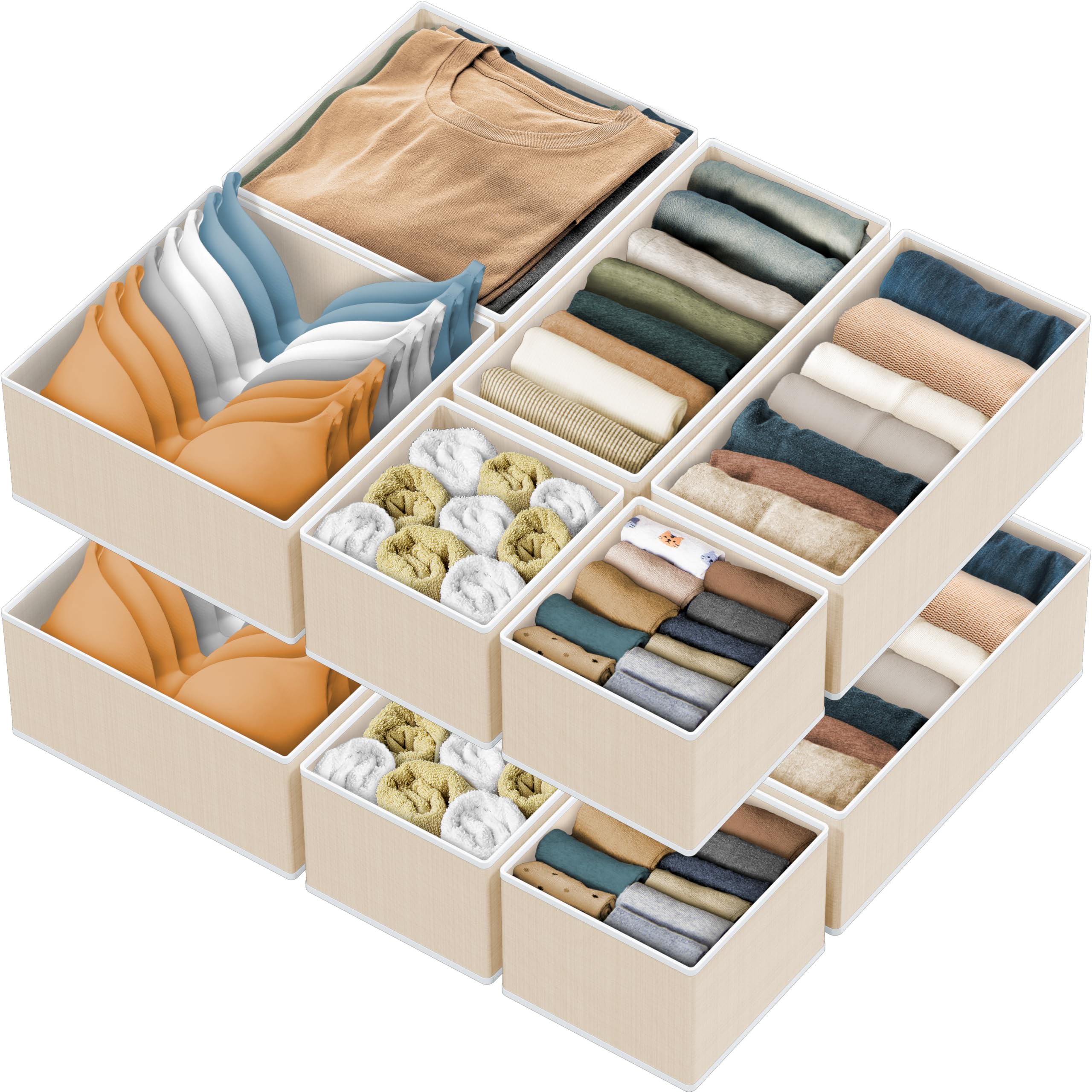 Foto 2 pulgar | Set Organizador De Cajones Simple Houseware  Plegable  12 Unidades  Color Beige - Venta Internacional.