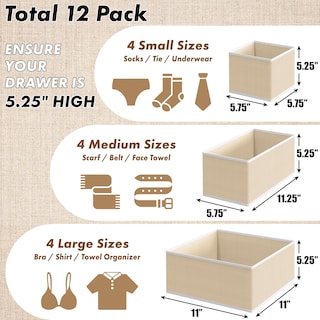 Foto 2 | Set Organizador De Cajones Simple Houseware Plegable 12 Unidades Color Beige - Venta Internacional.