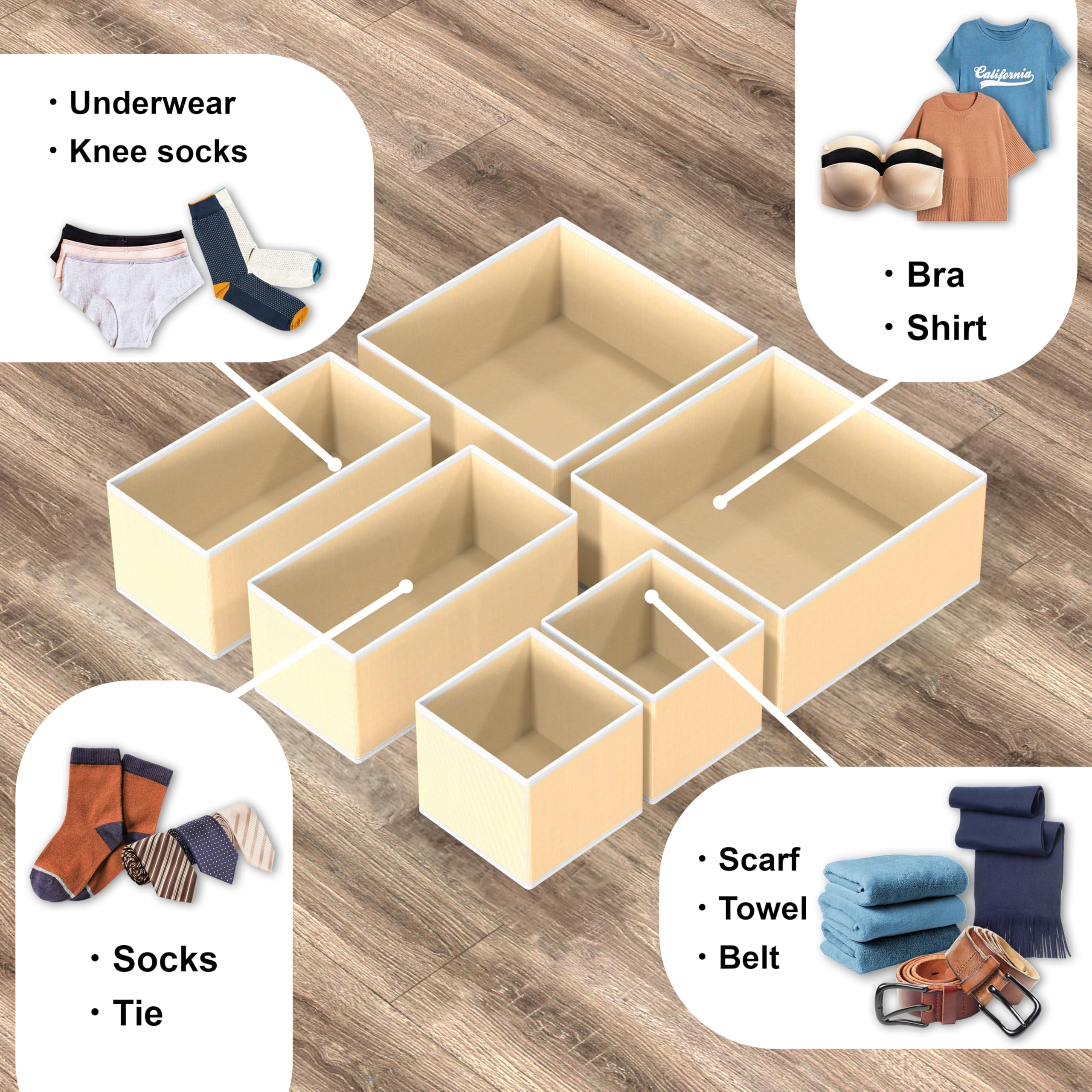 Foto 5 pulgar | Set Organizador De Cajones Simple Houseware  Plegable  12 Unidades  Color Beige - Venta Internacional.