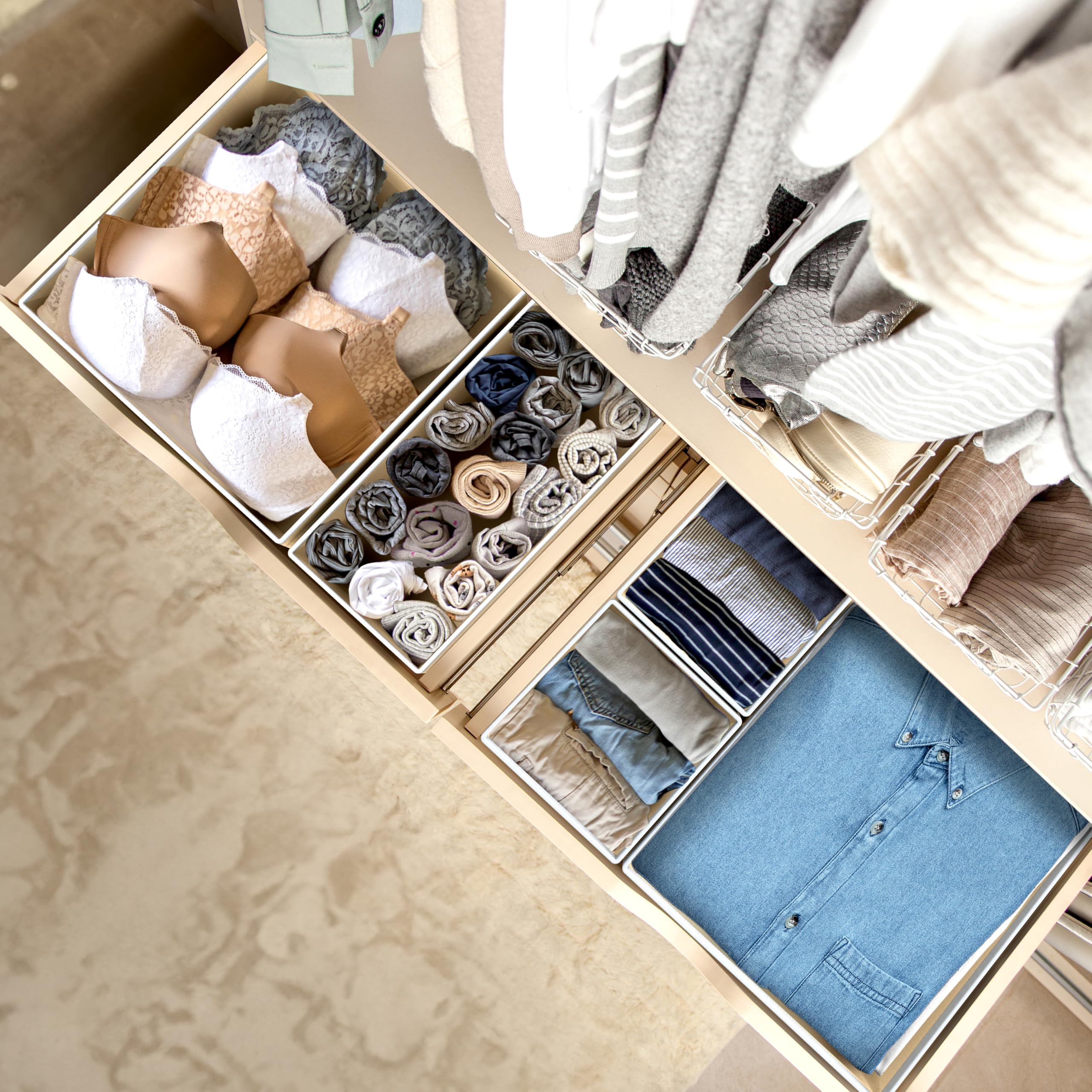 Foto 6 pulgar | Set Organizador De Cajones Simple Houseware  Plegable  12 Unidades  Color Beige - Venta Internacional.